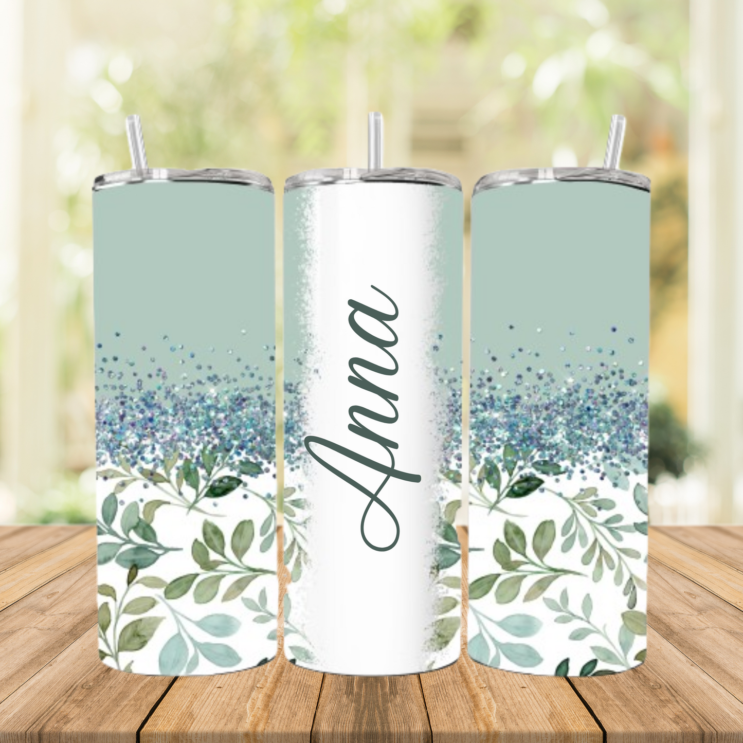 Tumbler / Kaffeebecher to go floral grün