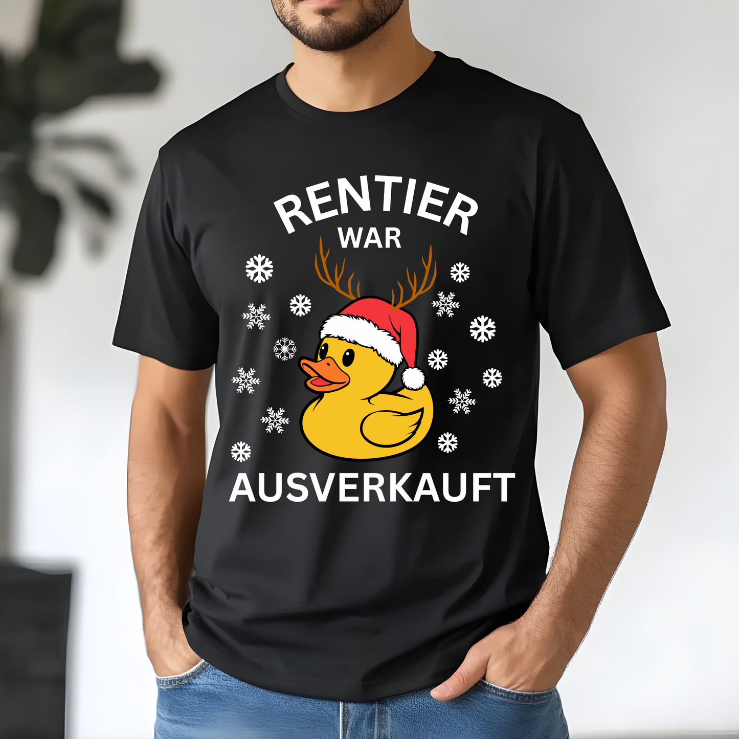 T-Shirt Weihnachten Ente " Rentier war ausverkauft"