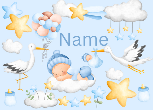 Puzzle Storch blau