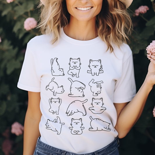 T-Shirt Yoga Katzen