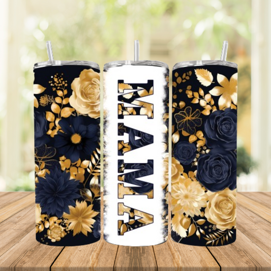 Tumbler Kaffeebecher to go Mama floral blau/gold